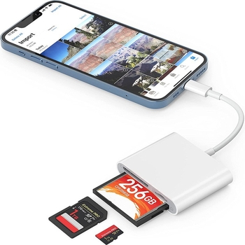 Cititor de carduri trei în unu CF/SD/TF pentru dispozitive iOS – cititor extern de înaltă viteză, suport CF/SD/SDHC/TF/MicroSD