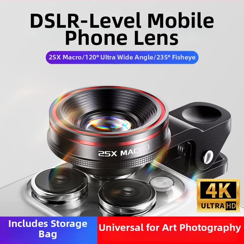 Leftlook 4K рибешко око обектив за мобилен телефон — външен макро и ултраширок ъгъл, DSLR клас съвместим с Apple и Huawei