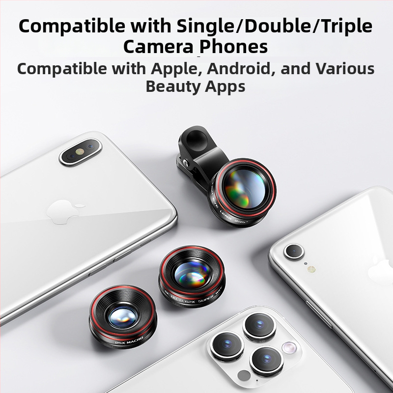 Leftlook 4K fisheye objektyvas mobiliems telefonams — išorinis makro ir plataus kampo objektyvas, DSLR lygio suderinamumas su Apple ir Huawei