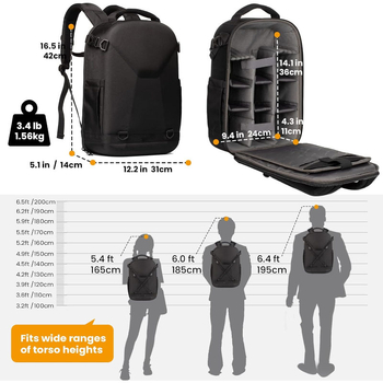 Rucsac DSLR pentru cameră – material Oxford, respirabil și impermeabil, rezistent, unisex, curea cu pernă de aer