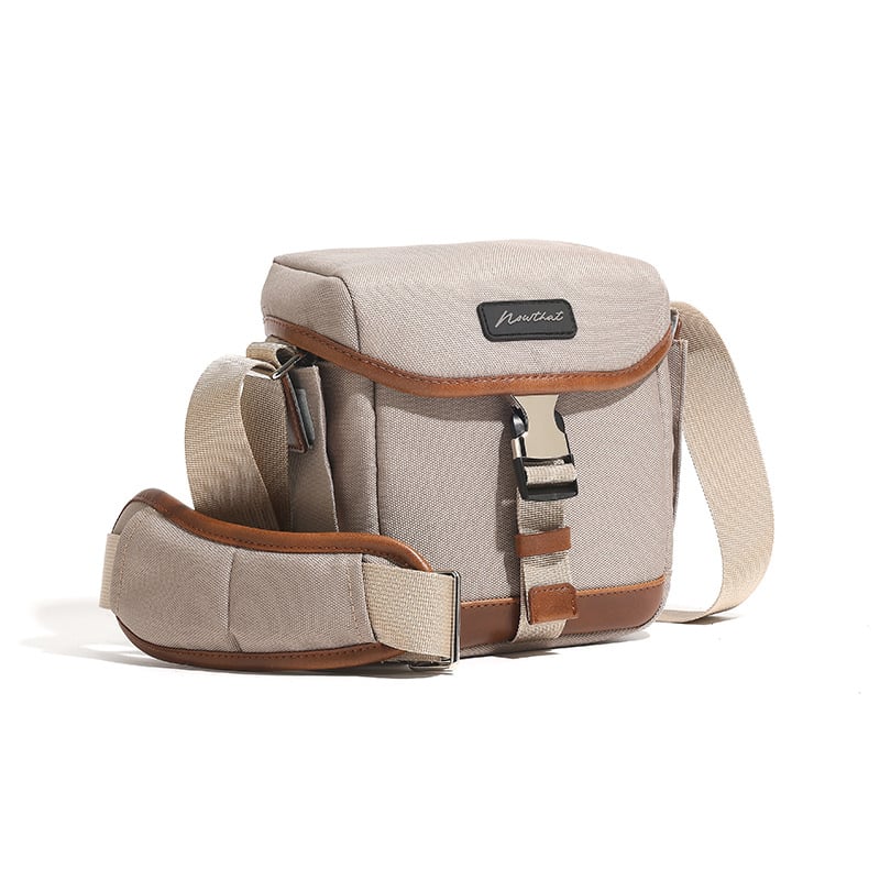 Geantă pentru camere fără oglindă și DSLR – din canvas, impermeabilă, curea de umăr cu pernă de aer