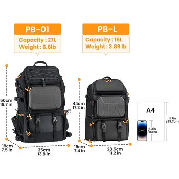 Rucsac pentru cameră din nylon, impermeabil, capacitate mare, pentru DSLR și mirrorless, cu curea de umăr curbată