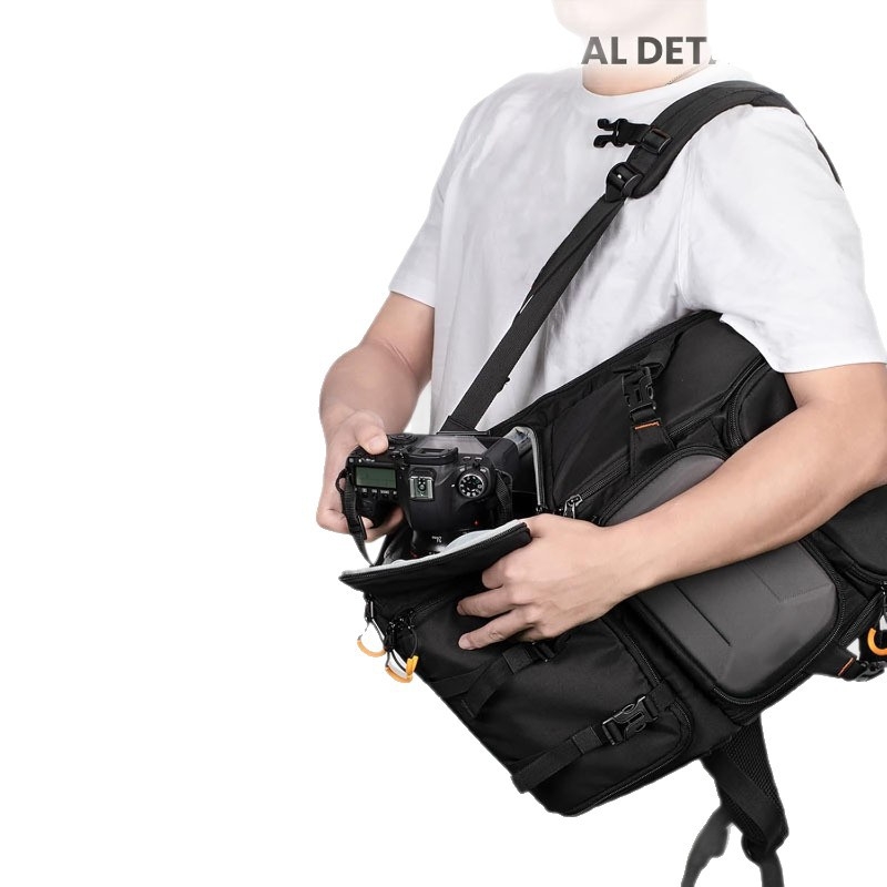 Rucsac pentru cameră din nylon, impermeabil, capacitate mare, pentru DSLR și mirrorless, cu curea de umăr curbată