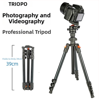 Jiebao K268 alumīnija sakausējuma portatīvais statīvs DSLR kamerai ar sfēriska pan-tilt galvu un ātri noņemamu plāksni, slodze 2-5 kg, svars 1,15 kg