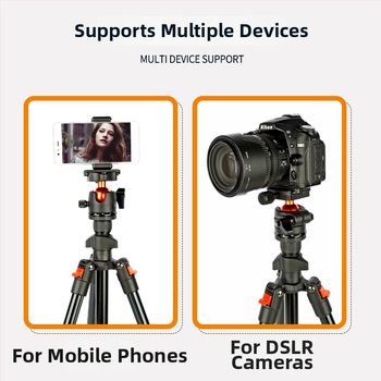 Jiebao K268 alumīnija sakausējuma portatīvais statīvs DSLR kamerai ar sfēriska pan-tilt galvu un ātri noņemamu plāksni, slodze 2-5 kg, svars 1,15 kg