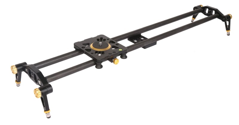 Szénszálas kamera slide rail pan/tilt fejjel, TS-03 modell, 2–5 kg teherbírás, SLR/DV kamerákhoz, súly 2,1 kg