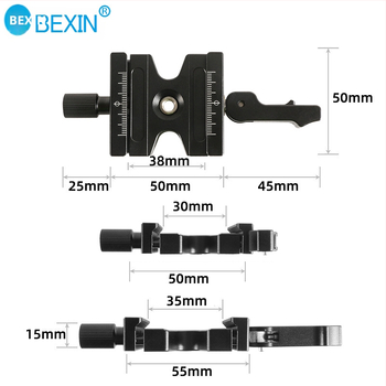 Kétzáras rögzítő ülés fényképezőgép állványhoz – alumíniumötvözet, 50×38 mm, 2–5 kg