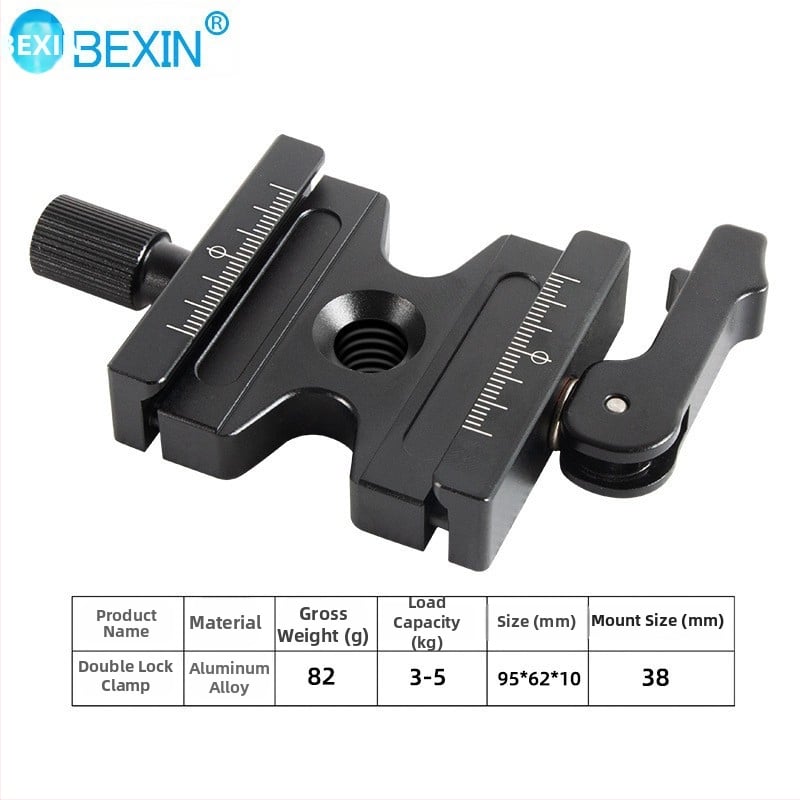 Kétzáras rögzítő ülés fényképezőgép állványhoz – alumíniumötvözet, 50×38 mm, 2–5 kg