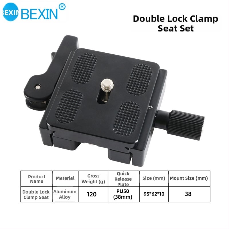 Kétzáras rögzítő ülés fényképezőgép állványhoz – alumíniumötvözet, 50×38 mm, 2–5 kg