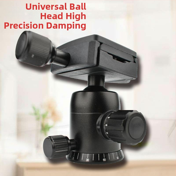 DSLR trikojo galva iš aliuminio lydinio, amortizuota rutulinė galva, 360° horizontinis sukimasis, 90° vertikalus pakreipimas, sriegis tvirtinimui ENZE