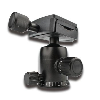 DSLR trikojo galva iš aliuminio lydinio, amortizuota rutulinė galva, 360° horizontinis sukimasis, 90° vertikalus pakreipimas, sriegis tvirtinimui ENZE