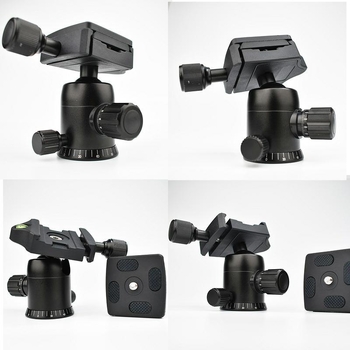 DSLR trikojo galva iš aliuminio lydinio, amortizuota rutulinė galva, 360° horizontinis sukimasis, 90° vertikalus pakreipimas, sriegis tvirtinimui ENZE