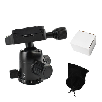 DSLR trikojo galva iš aliuminio lydinio, amortizuota rutulinė galva, 360° horizontinis sukimasis, 90° vertikalus pakreipimas, sriegis tvirtinimui ENZE