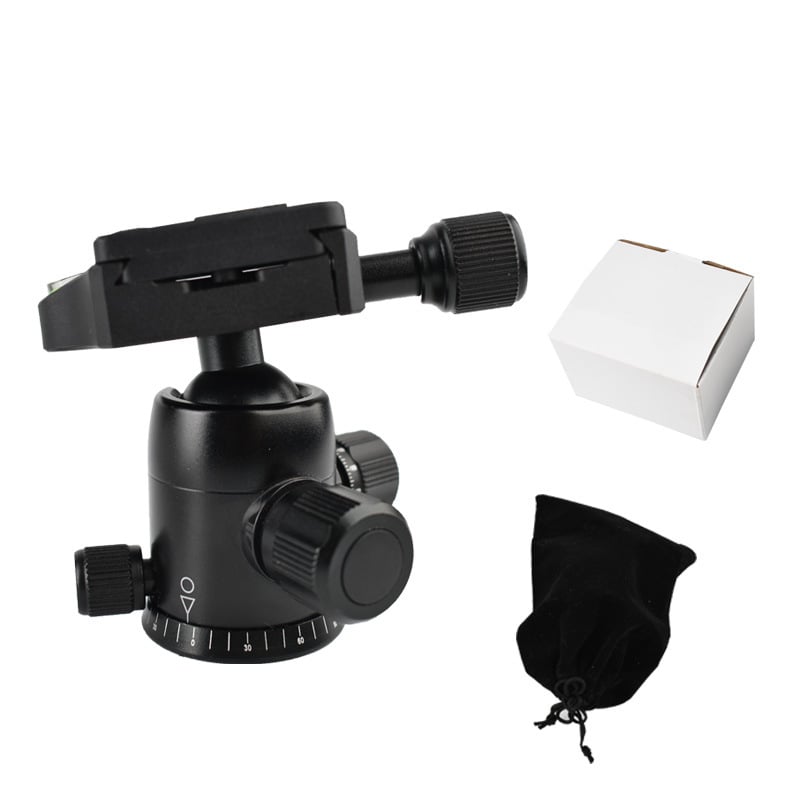 DSLR trikojo galva iš aliuminio lydinio, amortizuota rutulinė galva, 360° horizontinis sukimasis, 90° vertikalus pakreipimas, sriegis tvirtinimui ENZE