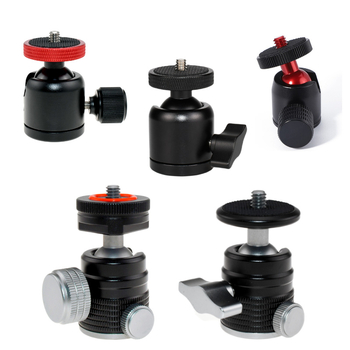 CRWJ mini gimbal stovas DSLR/Mirrorless kameroms ir projektoriui – tvirtinimas 1/4-20 arba 3/8-20, aliuminio lydinys + nerūdijantis plienas, horizontali 360°, vertikali 90°, svoris 100 g