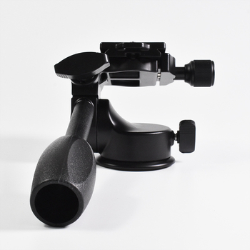 Visometalinė pan-tilt galva statyviui su amortizuojančia rankena DSLR fotografijoms – 3/8" sriegis, 360° horizontali, 90° vertikali