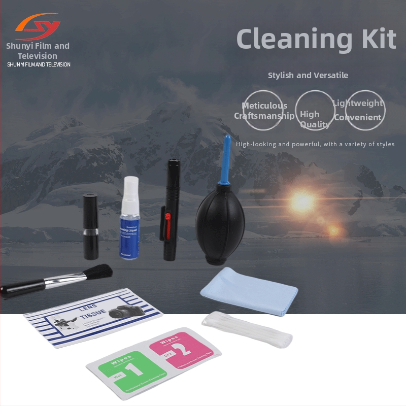 9-in-1 SLR kameras tīrīšanas komplekts – komplekts ar Lens Pen, objektīva audums, gaisa pūtējs un suka