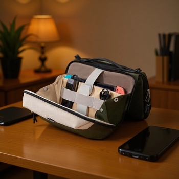 Geantă de organizare pentru accesorii digitale, capacitate mare, impermeabilă și rezistentă la uzură, din Oxford, unisex, cu curele de umăr curbate