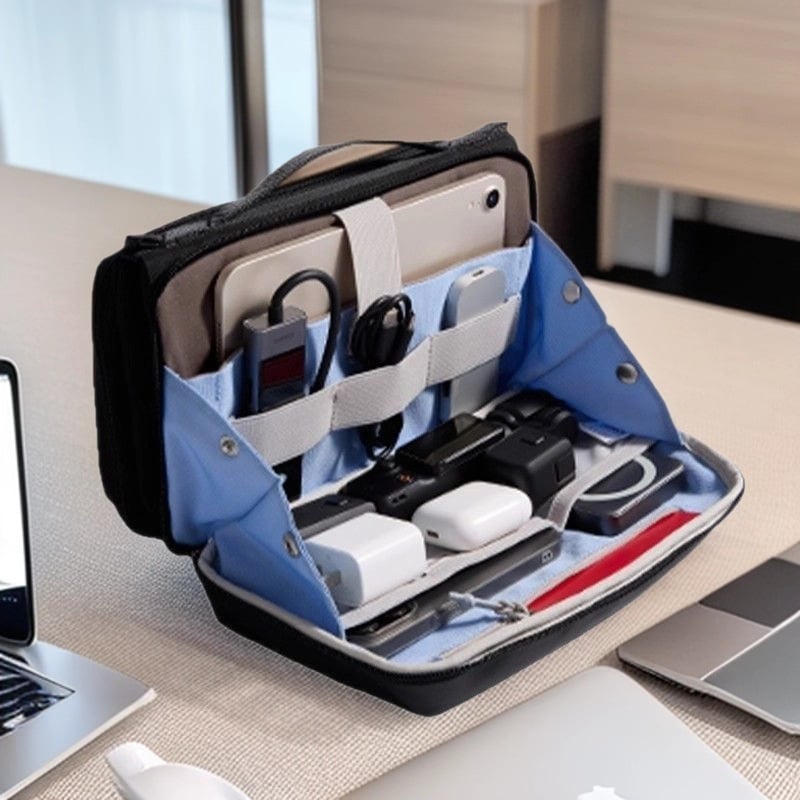 Geantă de organizare pentru accesorii digitale, capacitate mare, impermeabilă și rezistentă la uzură, din Oxford, unisex, cu curele de umăr curbate