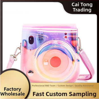 Átlátszó PVC kamera táska Polaroid Mini 12/11/9/8-hoz, lézeres PVC dizájn, PU bélés, kompatibilis Polaroid Mini 11-tel, súly 126 g