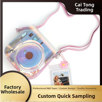 Átlátszó PVC kamera táska Polaroid Mini 12/11/9/8-hoz, lézeres PVC dizájn, PU bélés, kompatibilis Polaroid Mini 11-tel, súly 126 g