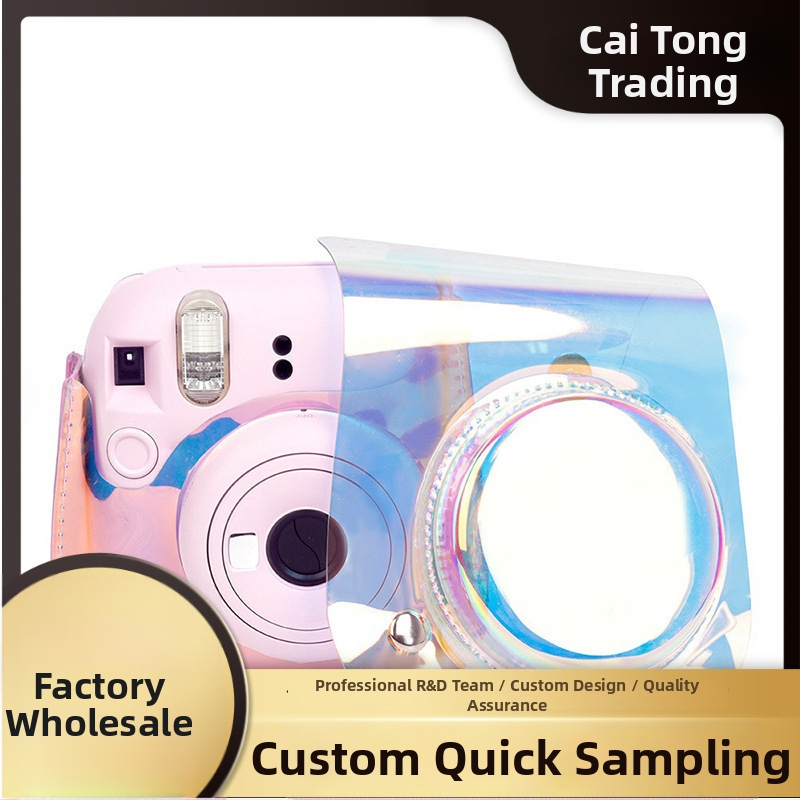 Läbipaistev PVC kaamera kott Polaroid Mini 12/11/9/8 jaoks koos laser PVC disainiga, PU naha vooder, ühildu Polaroid Mini 11, kaal 126 g