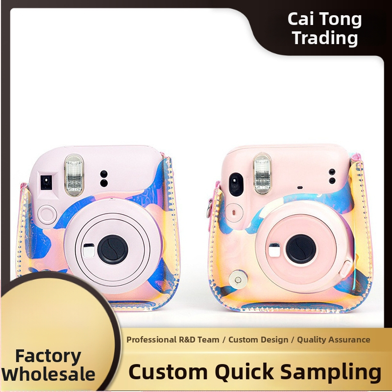 Läbipaistev PVC kaamera kott Polaroid Mini 12/11/9/8 jaoks koos laser PVC disainiga, PU naha vooder, ühildu Polaroid Mini 11, kaal 126 g
