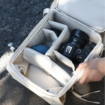 Fényképezőgép hátizsák 10L, könnyű, univerzális utazáshoz, permetálló anyag beépített esővédővel; 1 fényképezőgép, 2 tükör, 1 akciókamera, 1 vaku; poliészter