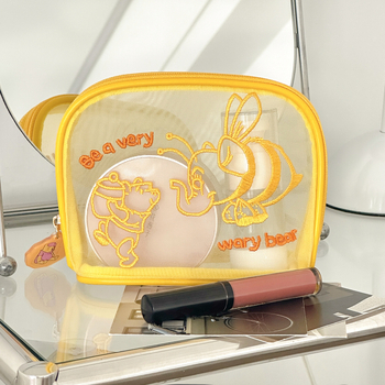 Utazási tároló táska - hálós smink- és kozmetikai szervező, kézitáska stílusú, poliészter, modell 007