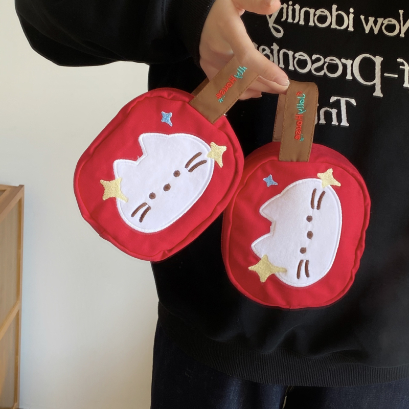 CD torba Apple Cat Wrist Bag — ručna torba u stilu, platno, organizator za putovanja, šminka i stolno skladištenje, crtani stil