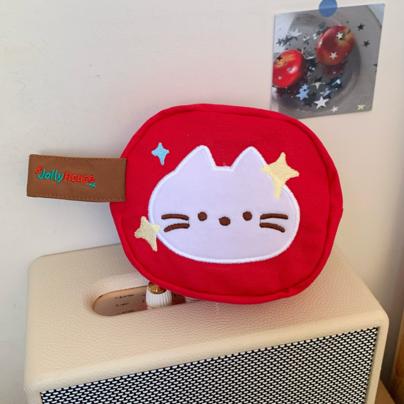CD torba Apple Cat Wrist Bag — ručna torba u stilu, platno, organizator za putovanja, šminka i stolno skladištenje, crtani stil