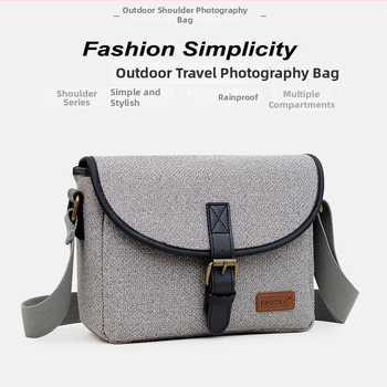 Nylon vállkamera táska DSLR/Mirrorlesshez, Modell D32, 1 kamera + 2 objektív befogadás, vízlepergető, kopásálló, lopás elleni védelem, ütésálló