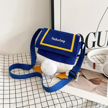 Platnena crossbody torbica za telefon s motivom patke, svjež i sladak stil, zatvaranje na zip, horizontalni kvadratni oblik, unutarnja džep za kameru, jedna naramenica