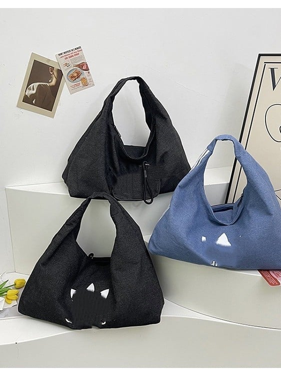 Denim torbica za podlakticu, sportsko-urban stil, kapacitet 20–35 L, za 15-inčni laptop, poliester podstava, ljeto 2024