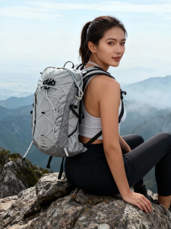 Rucsac de drumeție din nylon, unisex, curele cu pernă de aer, primăvara 2024, activități în aer liber