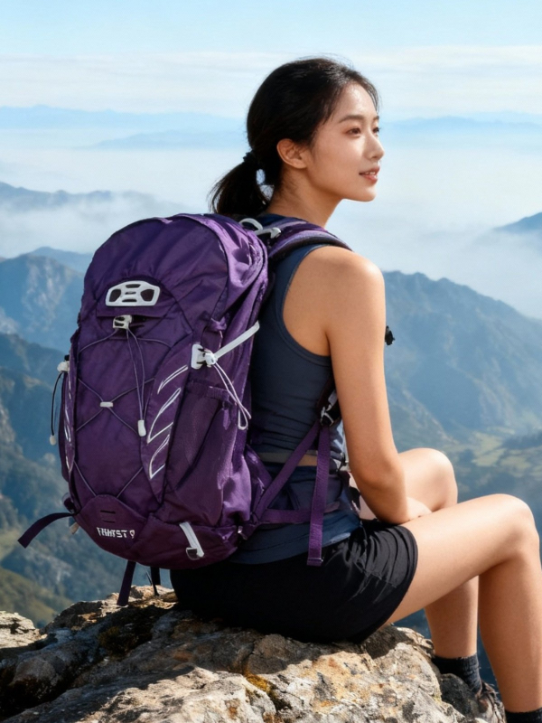 Rucsac de drumeție din nylon, unisex, curele cu pernă de aer, primăvara 2024, activități în aer liber