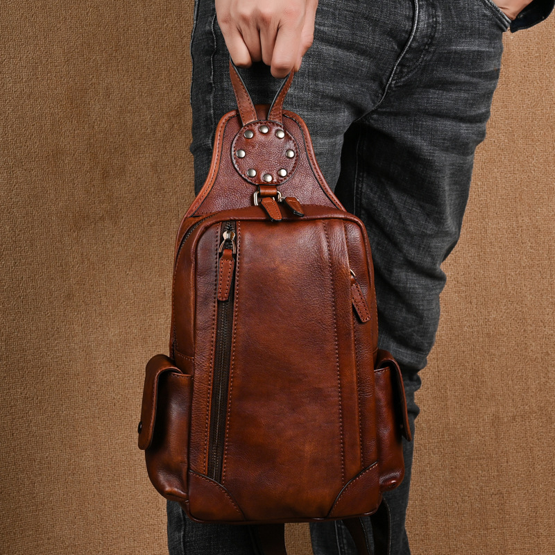 Geantă bărbați din piele naturală, crossbody, capacitate mare, stil de călătorie, piele din stratul întâi