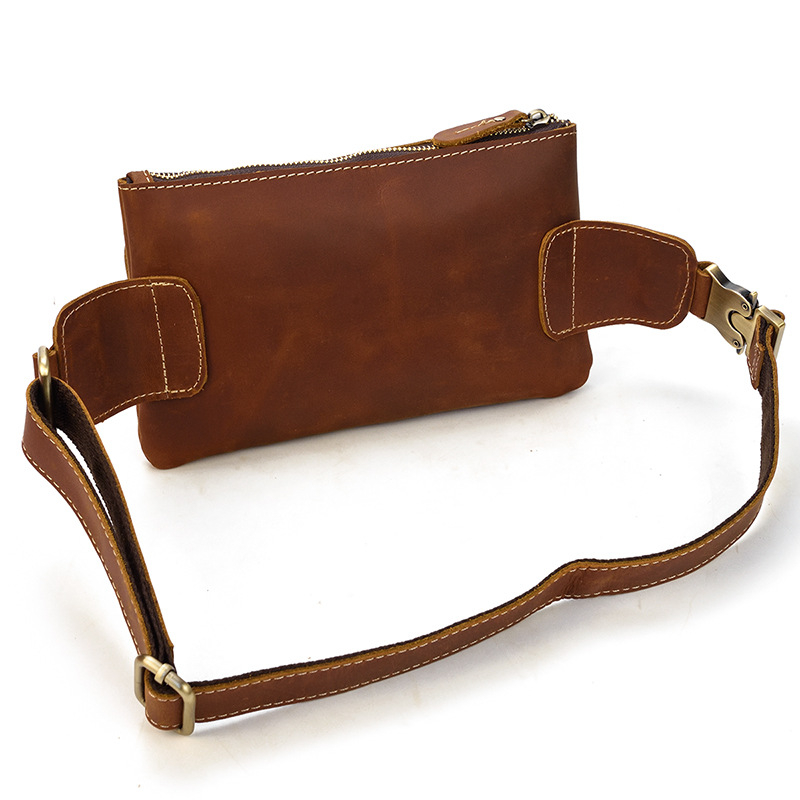 Férfi bőrtáska mellkasi stílusú, valódi bőr, első réteg marhabőrből, kopásálló, poliészter bélés