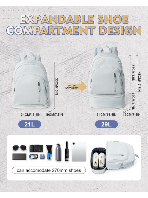 Sport hátizsák cipőrekesszel és nedves-száraz elválasztással, nylonból, modell D250328502-U250401YDB02