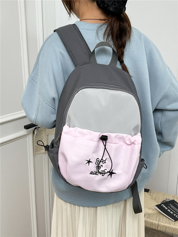 Rucsac din nailon pentru femei, stil stradal, curele curbate, compatibil cu laptop de 10 inch