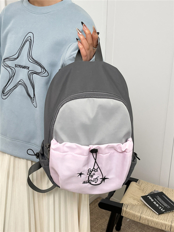 Rucsac din nailon pentru femei, stil stradal, curele curbate, compatibil cu laptop de 10 inch