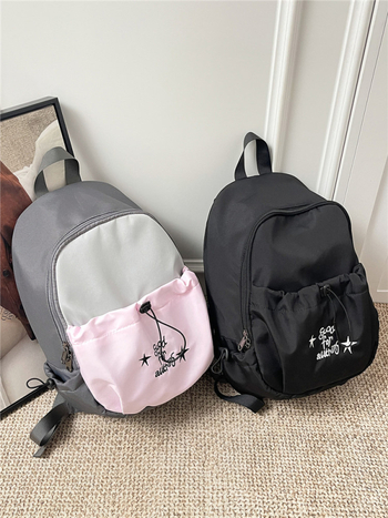 Rucsac din nailon pentru femei, stil stradal, curele curbate, compatibil cu laptop de 10 inch