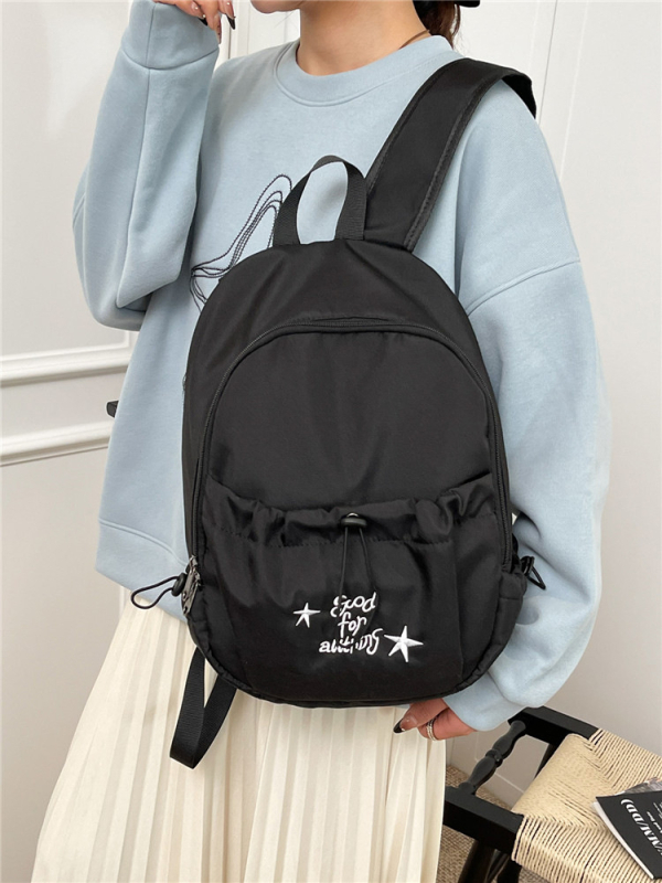 Rucsac din nailon pentru femei, stil stradal, curele curbate, compatibil cu laptop de 10 inch