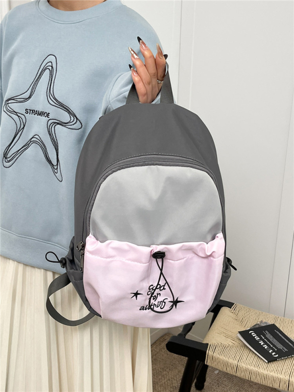 Rucsac din nailon pentru femei, stil stradal, curele curbate, compatibil cu laptop de 10 inch