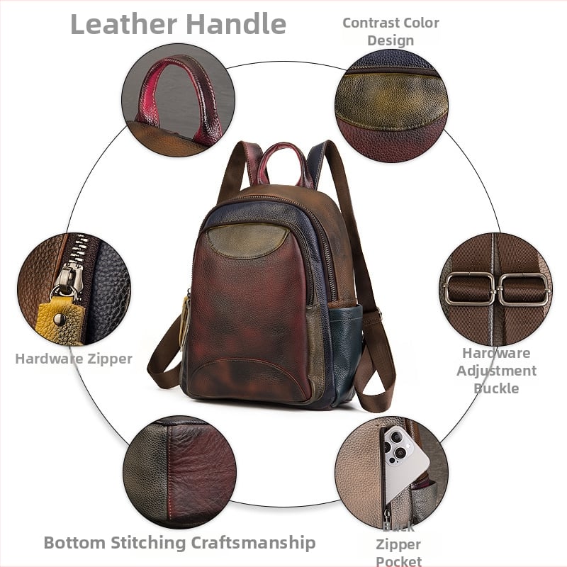 Valódi bőrből készült hátizsák szabadidős utazásokhoz, uniszex, 20–35 L kapacitás, 14 hüvelykes laptophoz illeszkedik, légpárnás vállpánttal