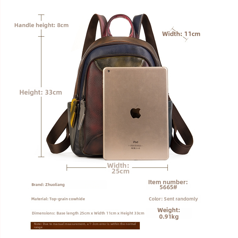 Valódi bőrből készült hátizsák szabadidős utazásokhoz, uniszex, 20–35 L kapacitás, 14 hüvelykes laptophoz illeszkedik, légpárnás vállpánttal