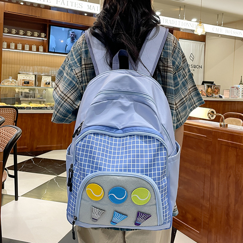 Rucsac pentru elevi, nailon, capacitate 20–35 L, curele cu pernă de aer, model carouri