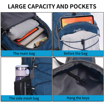 Vanjski planinski ruksak, ultralak, vodootporan Oxford platno, kompatibilan s 15-inčnim laptopom, zračne jastučiće na naramenice