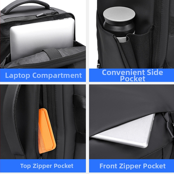 Unisex vodootporan ruksak 36–55 L s Oxford materijalom, pretinac za 14-inčni prijenosno računalo, za putovanja na otvorenom