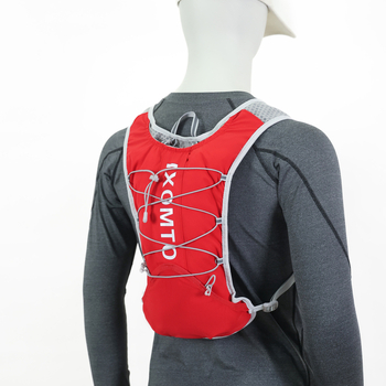 Rucsac sportiv tip vest: ușor și respirabil; exterior din nailon, căptușeală poliester; bretele curbate; design cu mai multe buzunare; unisex, pentru alergare și ciclism